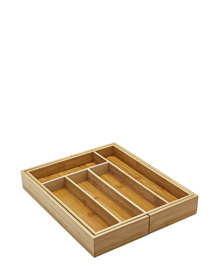 Extendable Bamboo Cutlery Tray - 5 -7 Compartments