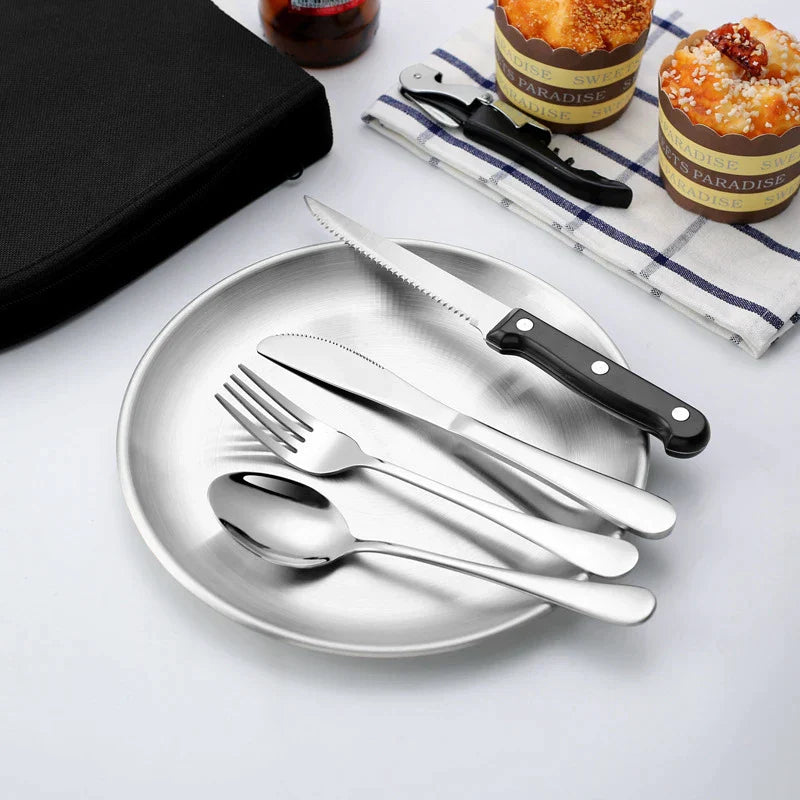 Stainless Steel Camping Cutlery Set - 11pc