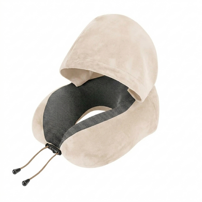 Velvet Memory Travel Neck Pillow with Hood&nbsp;