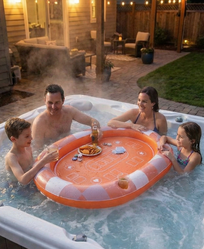 Inflatable Floating Game Table with Cup Holders – 6-Player Capacity, Durable PVC
