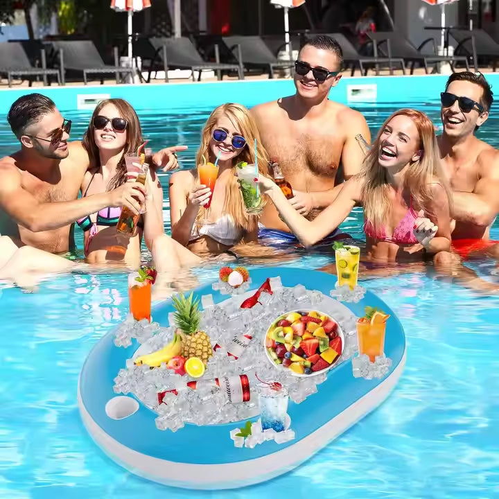Inflatable Floating Game Table with Cup Holders – 6-Player Capacity, Durable PVC