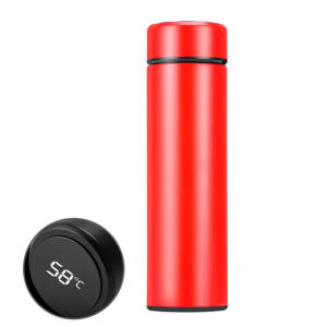 Stainless Steel Smart LED Digital Thermal Bottle - Red