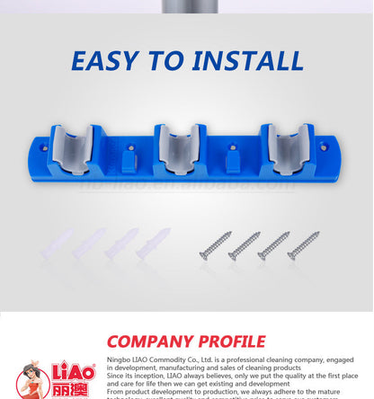 Kleaner Wall Mounted Mop Organizer And Broom Holder With Hook