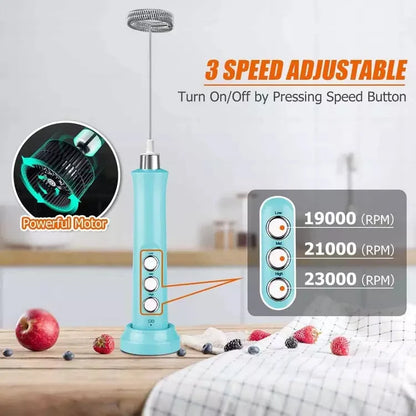 WhipCharge Handheld Electric Milk Frother with Charging Base