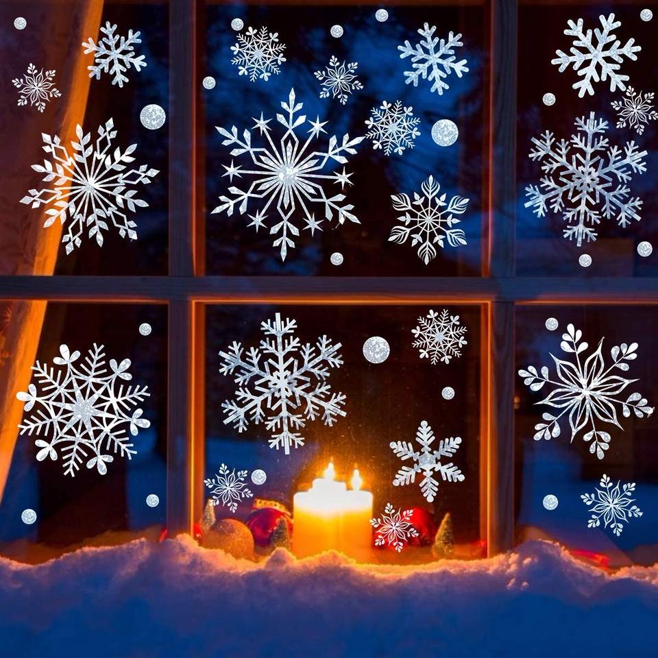 27 Pack -Snowflake Window Stickers