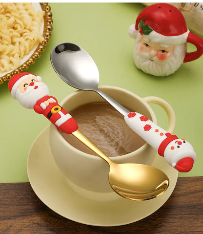 4-Piece Christmas Cutlery Set with Decorative Handles