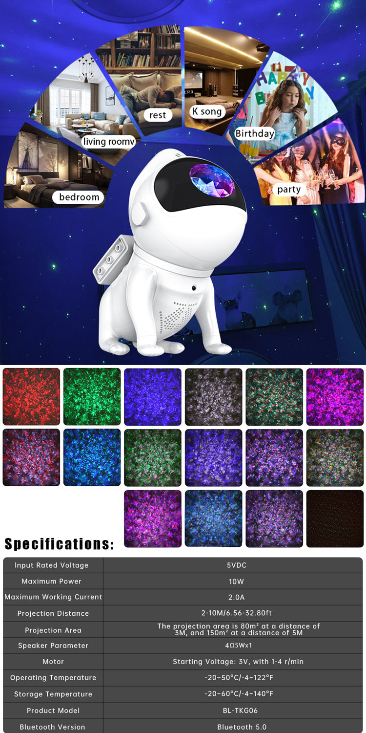 Space Dog Night Projector with Bluetooth Music