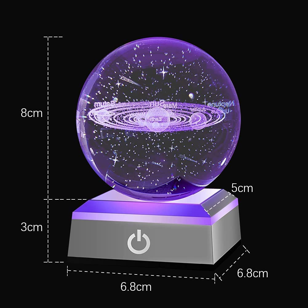 8cm 3D Crystal Ball with Colour Changing Light Up Base