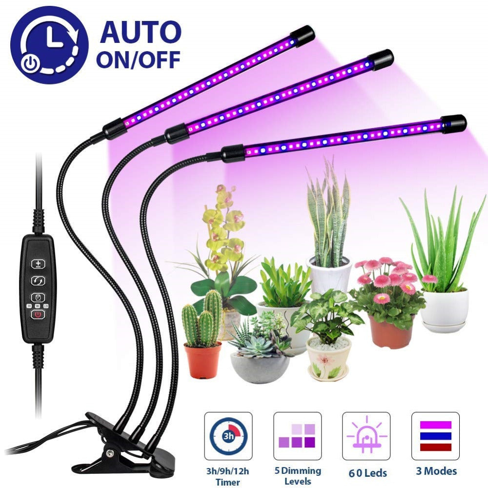 3-Head Grow Light for Indoor Plants