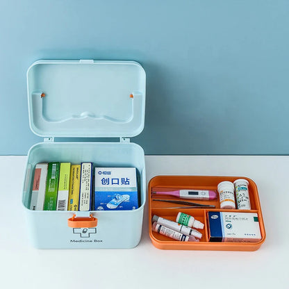 Portable First-Aid & Medicine Storage Box – 2-Tier Design