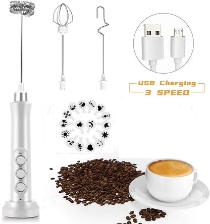 WhipCharge Handheld Electric Milk Frother with Charging Base