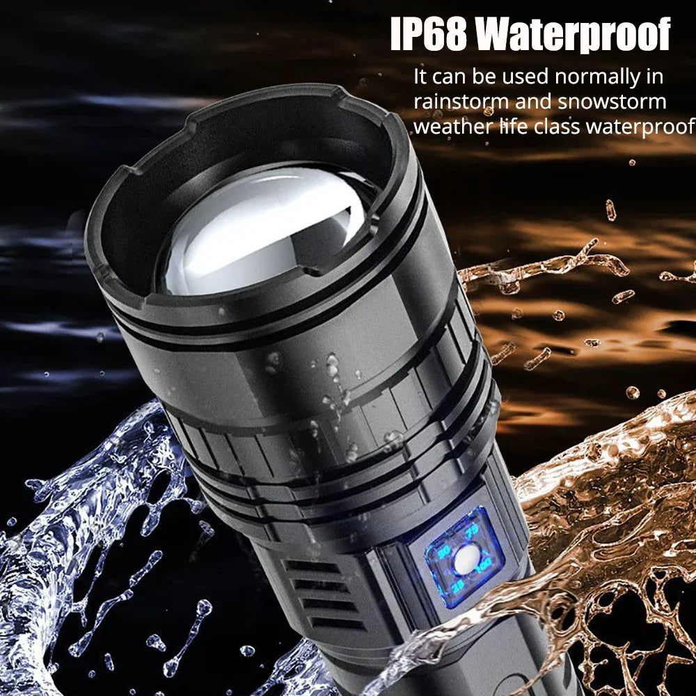 Waterproof High Intensity Flashlight w Built in Powerbank