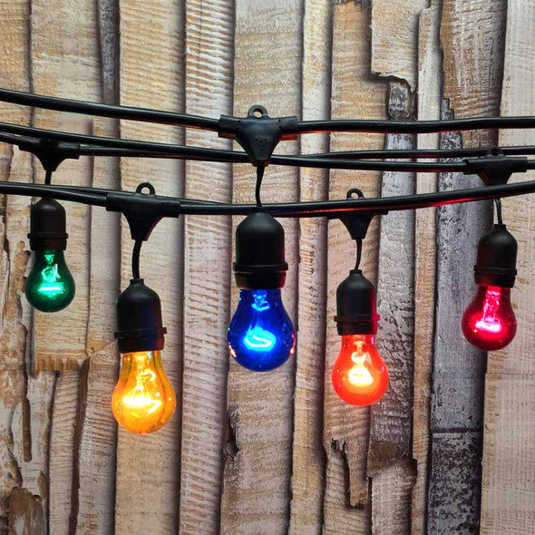 10m Outdoor String Lights – 20 LED Globe Bulbs (Black Cable)