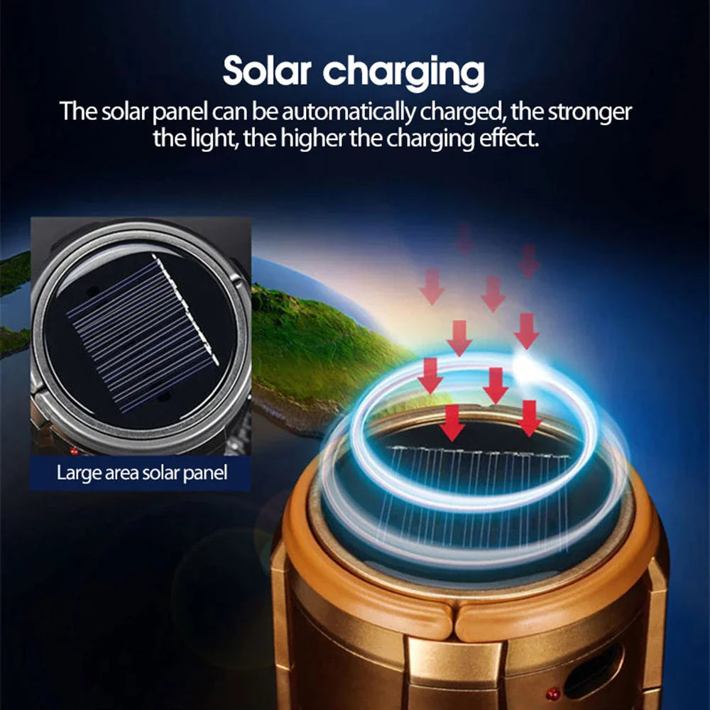 Solar Charge 2 In 1 Portable LED Camping Lantern With Fan