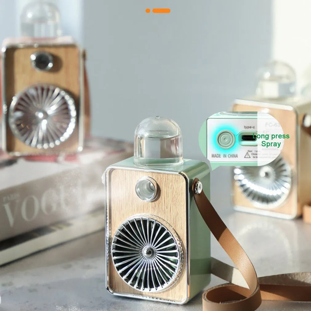 Mini Retro Rechargeable Mist Cooling Fan