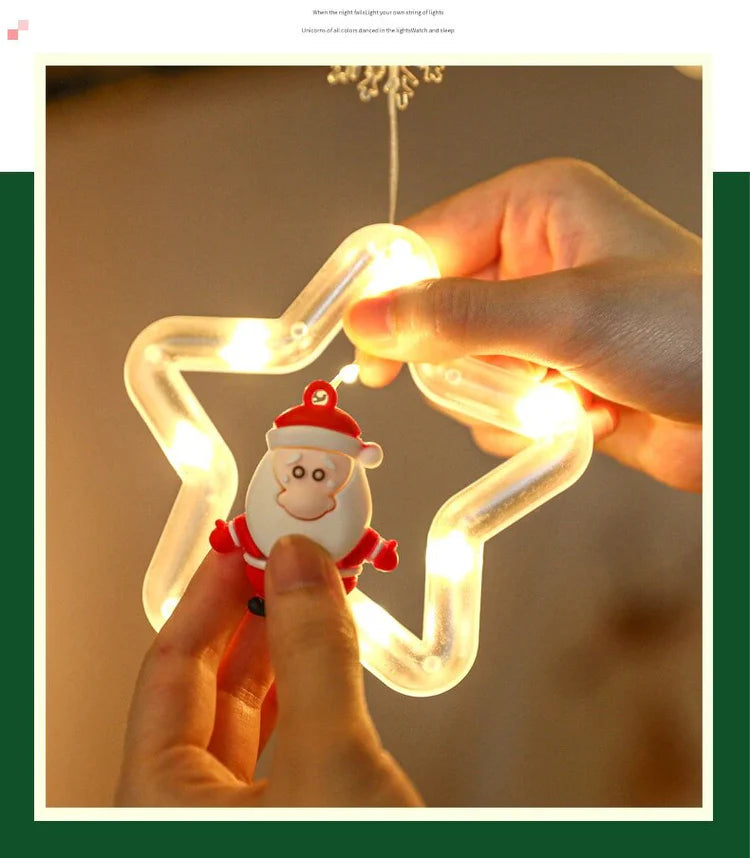 Festive Star Christmas Curtain String Lights – 3M, 120 LEDs, USB Powered, Remote Controlled