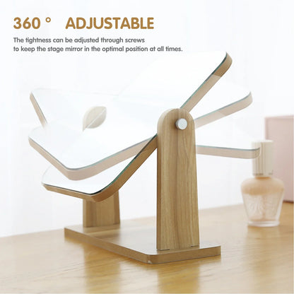 360 Degree Wooden Base Desktop Vanity Mirror