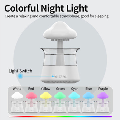 Mushroom Rain Cloud Air Humidifier - 7 Colour Changing Night Light