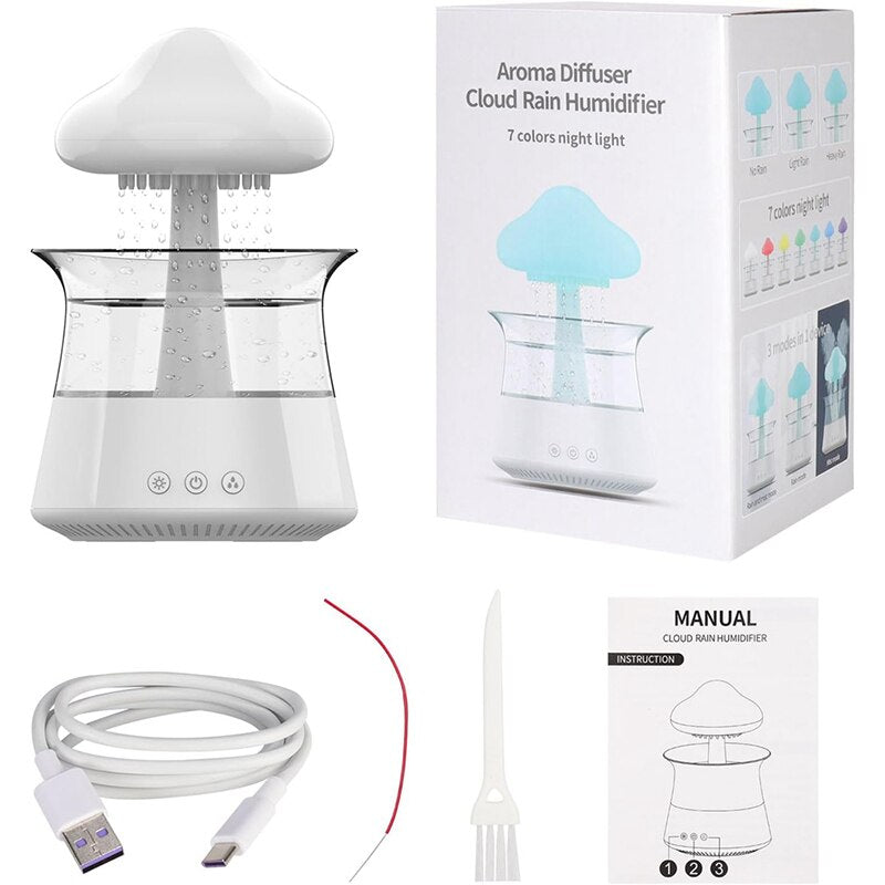 Mushroom Rain Cloud Air Humidifier - 7 Colour Changing Night Light