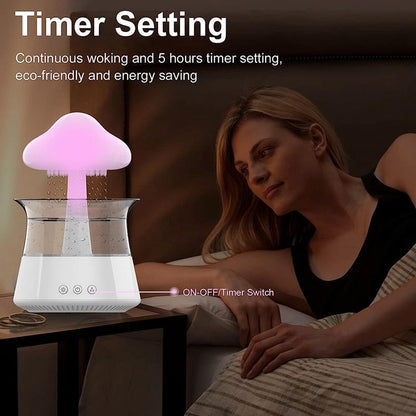 Mushroom Rain Cloud Air Humidifier - 7 Colour Changing Night Light