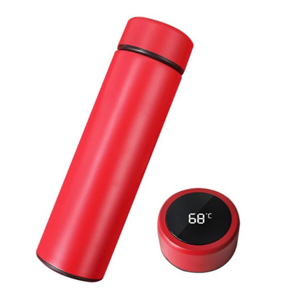 Stainless Steel Smart LED Digital Thermal Bottle - Red