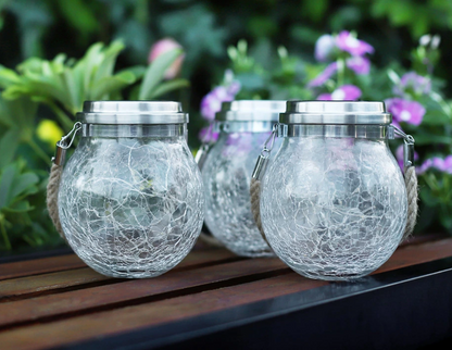 Vintage Style Glass Hanging Warm White LED Lanterns