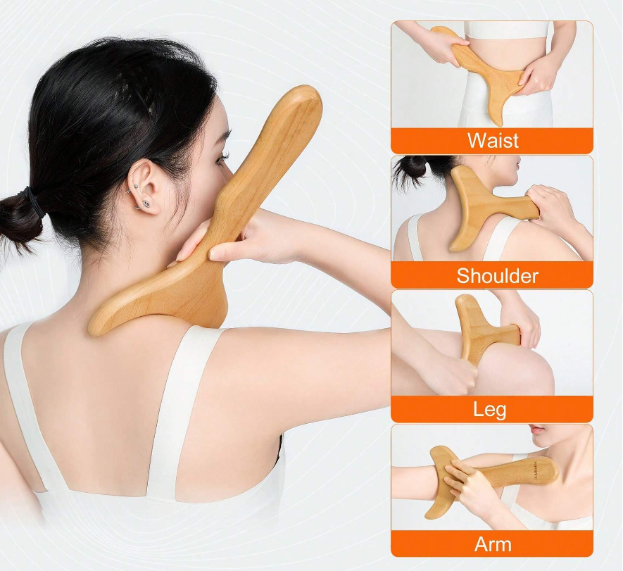 4pc Anti-cellulite Wooden Massage Maderotherapy Gua Sha Kit