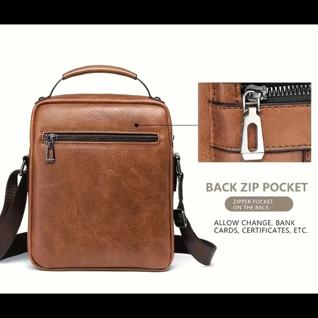 Casual Carrier Men’s Crossbody Faux Leather Shoulder Bag