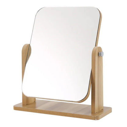 360 Degree Wooden Base Desktop Vanity Mirror