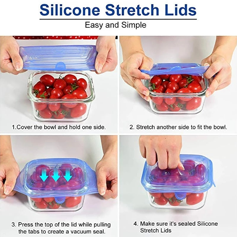 6 Pack Square Stretchable Silicone Lids