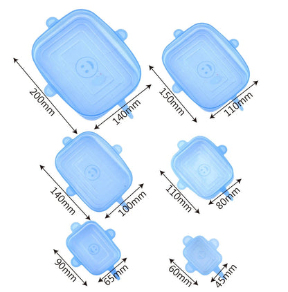 6 Pack Square Stretchable Silicone Lids