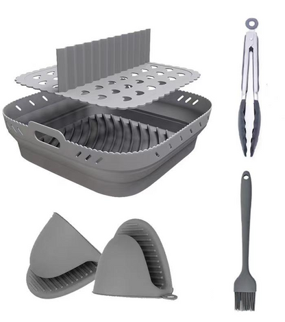 Premium Ultra Thick Silicone Air Fryer Liner With Divider and Utensils