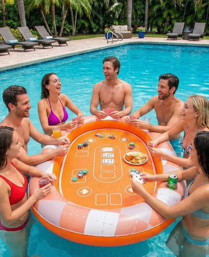 Inflatable Floating Game Table with Cup Holders – 6-Player Capacity, Durable PVC