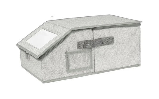 Hat Storage Box with Transparent Window Double Zipper