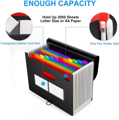 A4 Accordion Expandable Document Folder - 12 Color Coded Slots