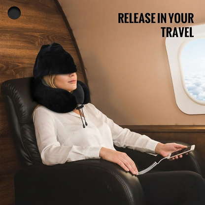 Velvet Memory Travel Neck Pillow with Hood&nbsp;