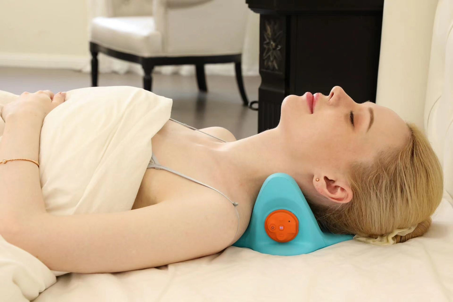 EMS Heat Vibrating Back & Neck Massage Pillow