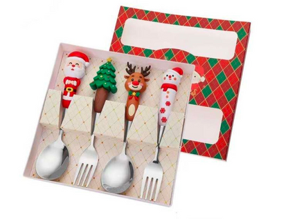 4-Piece Christmas Cutlery Set with Decorative Handles
