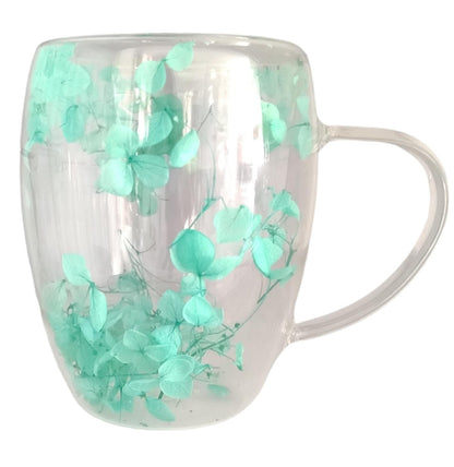 350ml Flower Petals Double Walled Glass Coffee Mug