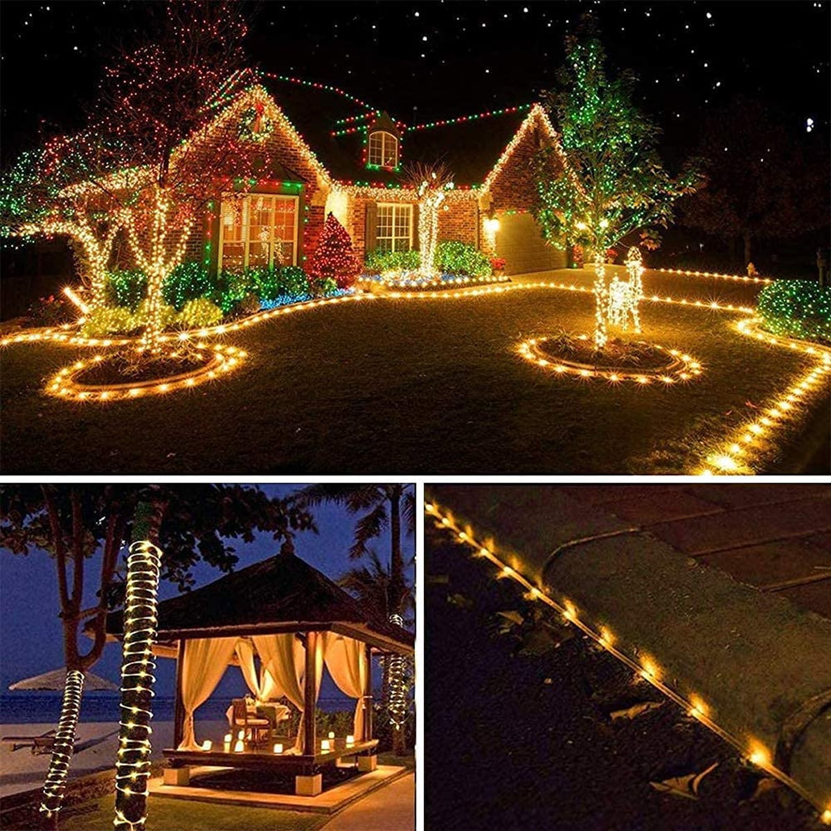 Solar Outdoor PVC Tube String Light -  200 LEDs, Copper Wire, IP65 Waterproof