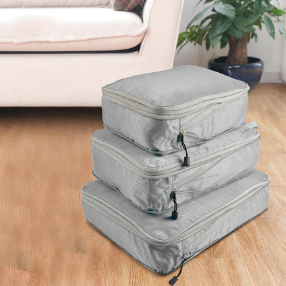 3Pcs Travel Storage Bag Compressible Packing Cubes