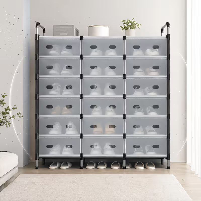 16‑Compartment Shoe Rack with Cover – 7 Tier Freestanding Organizer
