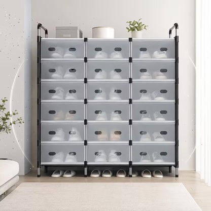 16‑Compartment Shoe Rack with Cover – 7 Tier Freestanding Organizer
