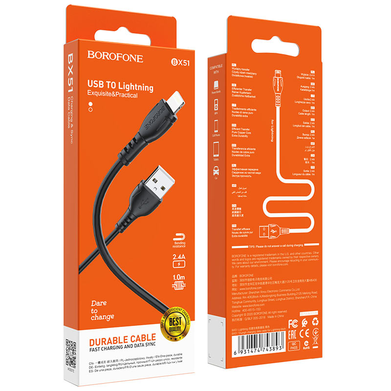 BOROFONE BX51 1M Fast Charging Cable USB to Lightning