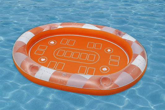 Inflatable Floating Game Table with Cup Holders – 6-Player Capacity, Durable PVC