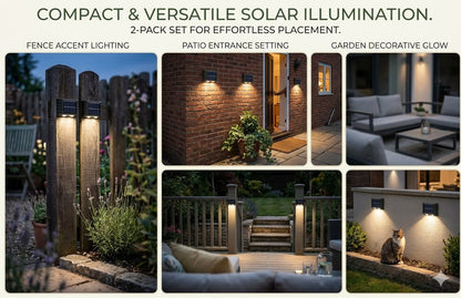 Solar Wall Lights – 2‑Pack Compact Outdoor Lamps