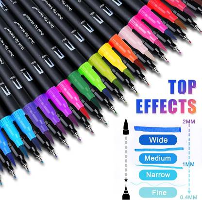 Dual Tip Brush Marker Pens 36 Pc