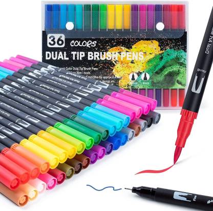Dual Tip Brush Marker Pens 36 Pc
