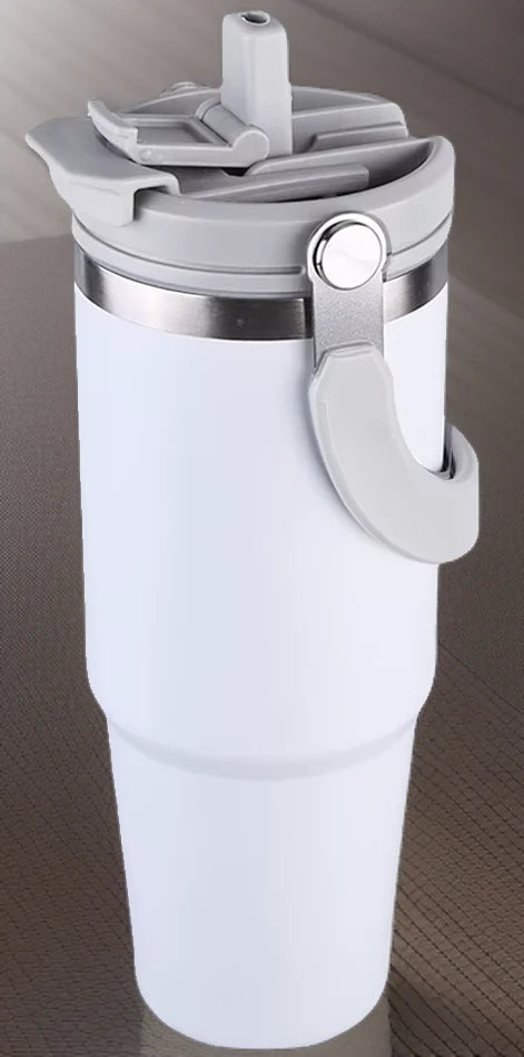 890ml Double Wall 2 in 1 - Straw or Sip with Carry Handle Flask