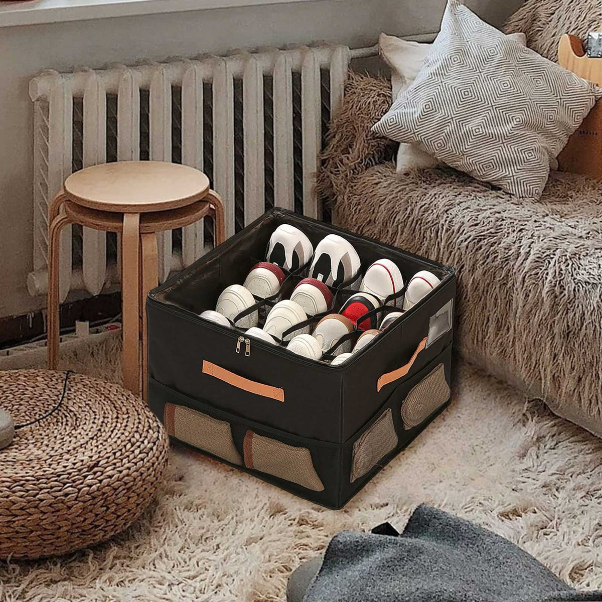 Home Textile Storage Organizer – Foldable with Side Pockets